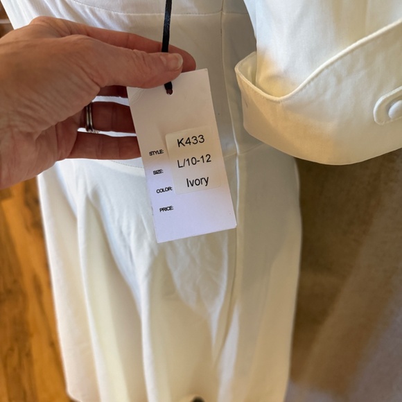 NWT Unique Vintage Ivory Delores Swing Dress Sleeves Retro Rockabilly Wedding L - Picture 5 of 13